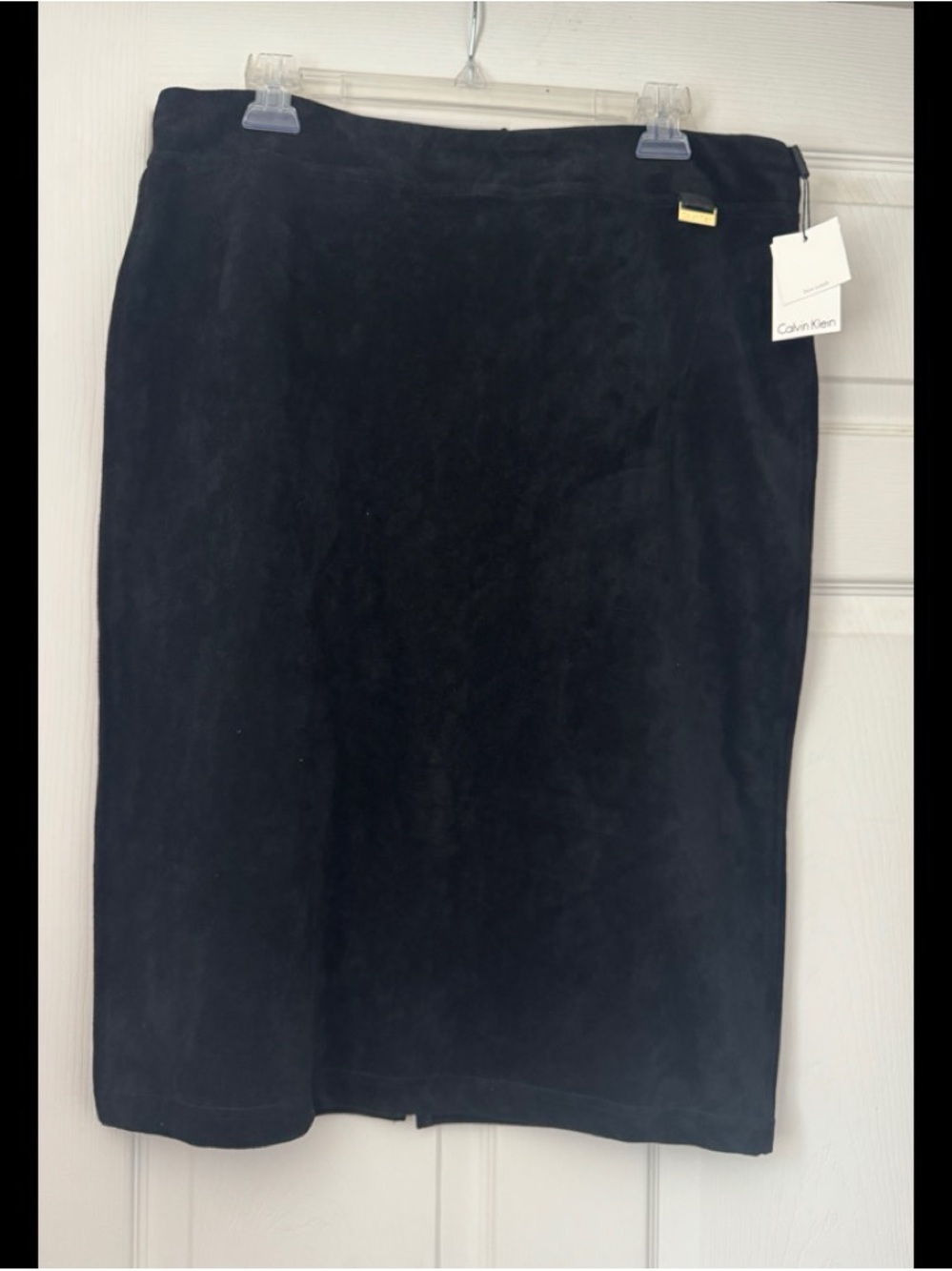 Calvin Klein Black Suede Pencil Skirt
